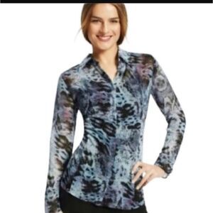 Cabi Snake Print Long Sleeve Button Up Blouse